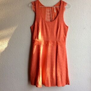 Vintage Free People Summer Fall Dress Sz. S Orange Embroidered Lace Insert NWOT